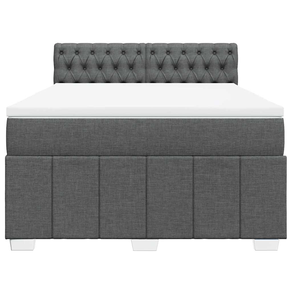 Κρεβάτι Boxspring με Στρώμα Σκούρο Γκρι 140x190 εκ. Υφασμάτινο - Pakobazaar