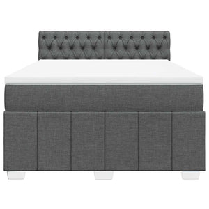 Κρεβάτι Boxspring με Στρώμα Σκούρο Γκρι 140x190 εκ. Υφασμάτινο - Pakobazaar