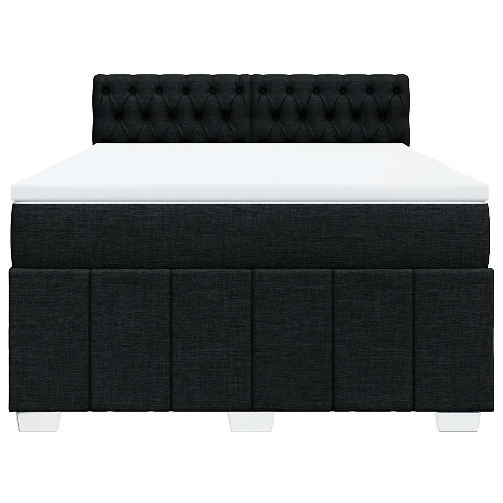 Κρεβάτι Boxspring με Στρώμα Μαύρο 140x190 εκ. Υφασμάτινο - Pakobazaar