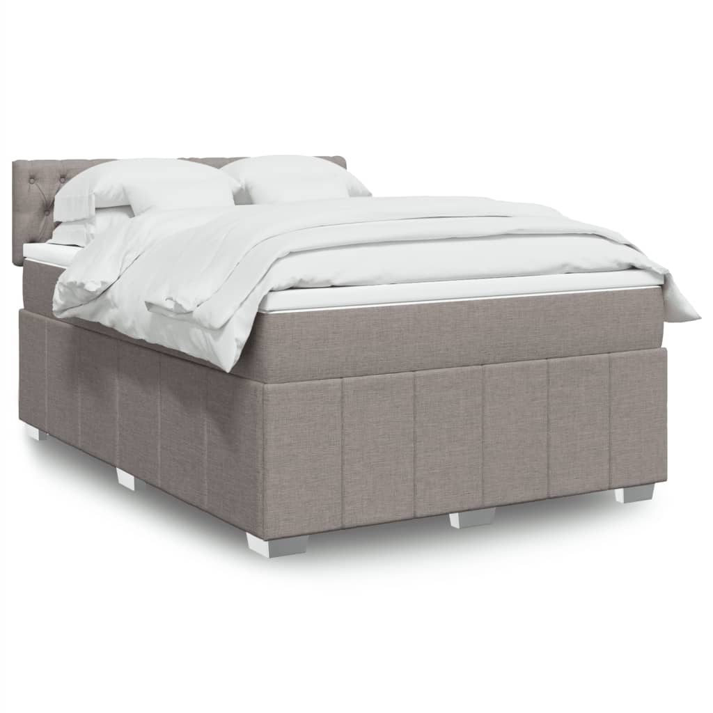 Κρεβάτι Boxspring με Στρώμα Taupe 140x190 εκ. Υφασμάτινο - Pakobazaar