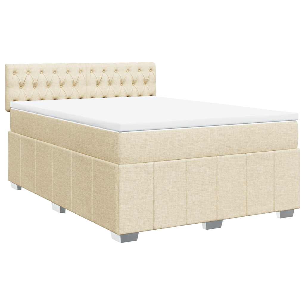 Κρεβάτι Boxspring με Στρώμα Κρεμ 140x190 εκ. Υφασμάτινο - Pakobazaar