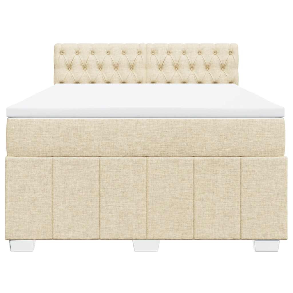 Κρεβάτι Boxspring με Στρώμα Κρεμ 140x190 εκ. Υφασμάτινο - Pakobazaar