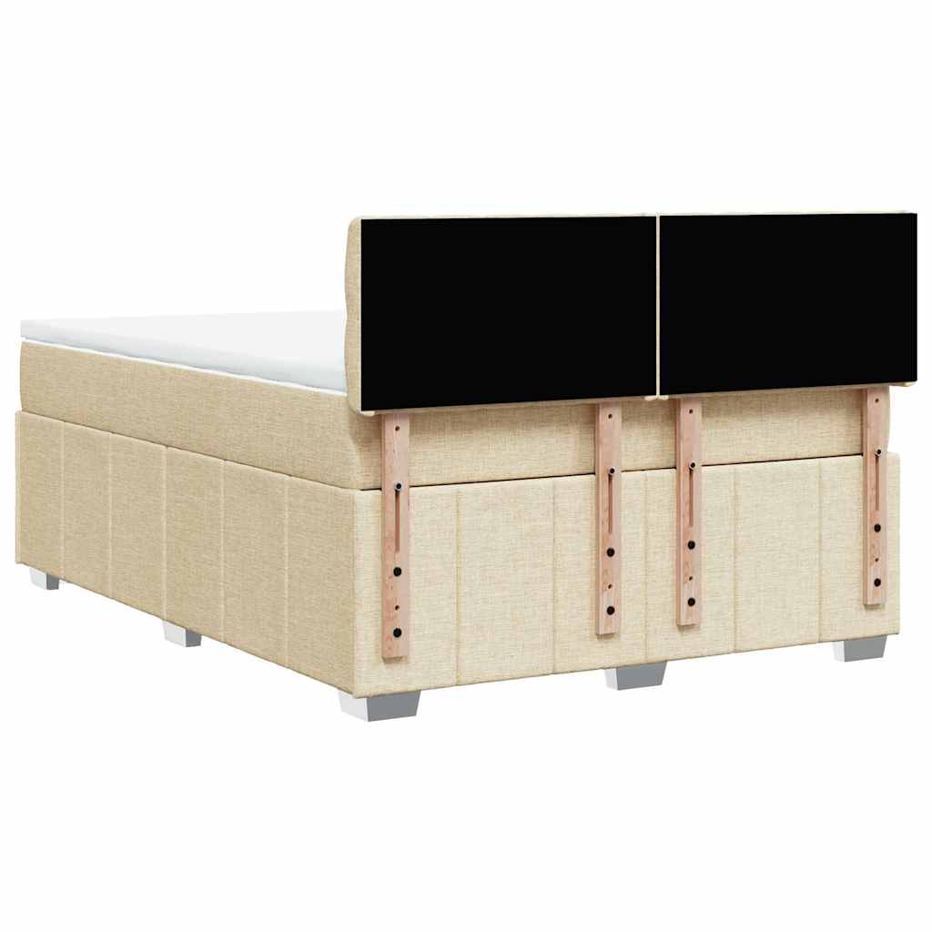 Κρεβάτι Boxspring με Στρώμα Κρεμ 140x190 εκ. Υφασμάτινο - Pakobazaar