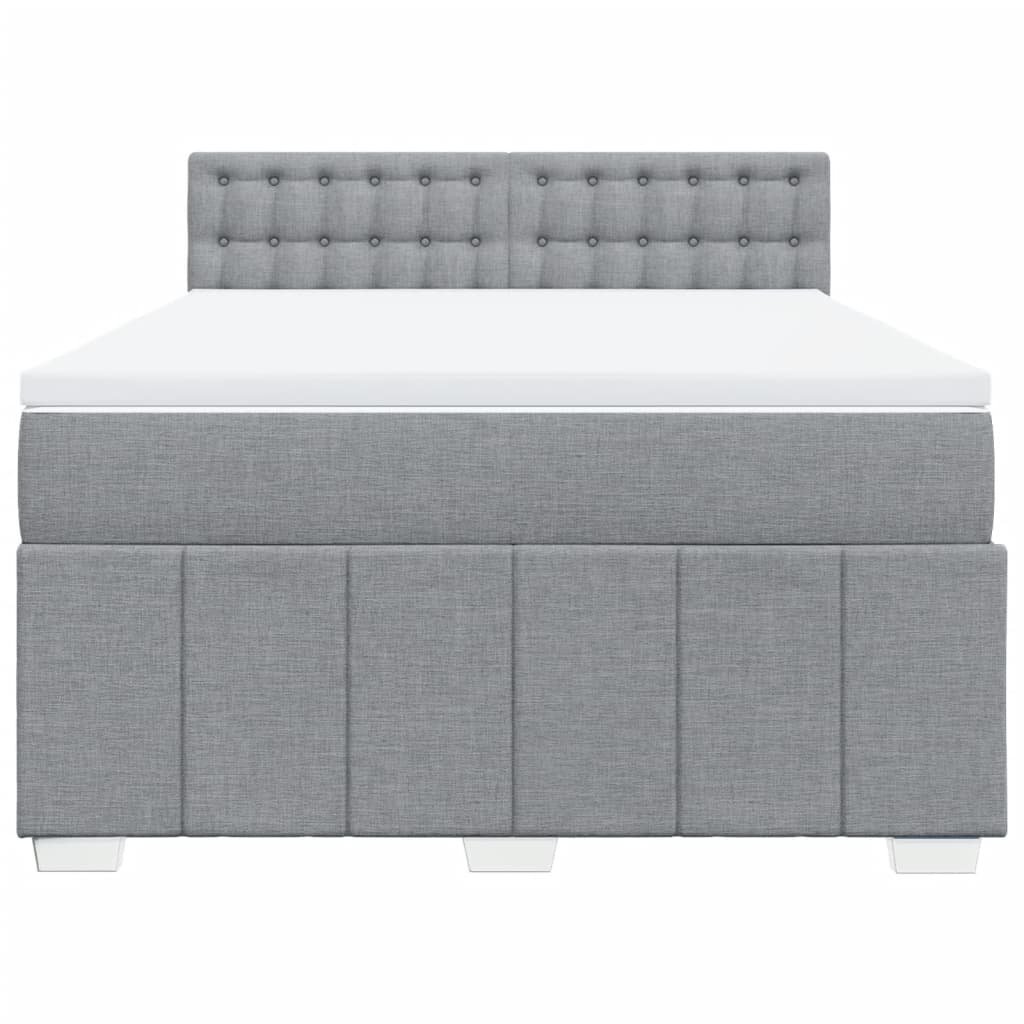 Κρεβάτι Boxspring με Στρώμα Ανοιχτό Γκρι 140x190 εκ. Υφασμάτινο - Pakobazaar