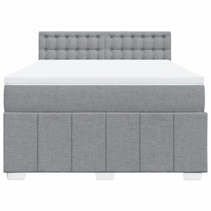 Κρεβάτι Boxspring με Στρώμα Ανοιχτό Γκρι 140x190 εκ. Υφασμάτινο - Pakobazaar