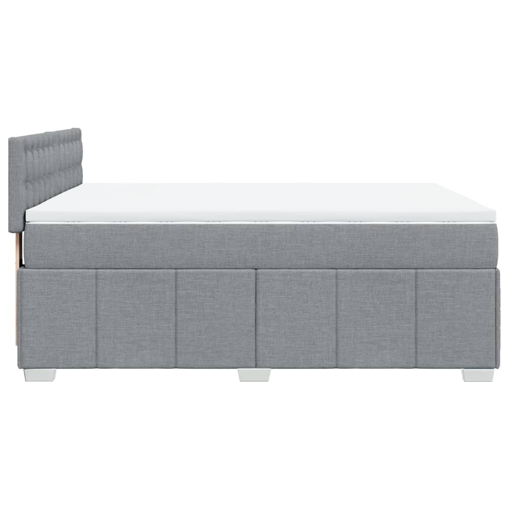 Κρεβάτι Boxspring με Στρώμα Ανοιχτό Γκρι 140x190 εκ. Υφασμάτινο - Pakobazaar