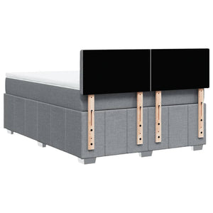 Κρεβάτι Boxspring με Στρώμα Ανοιχτό Γκρι 140x190 εκ. Υφασμάτινο - Pakobazaar