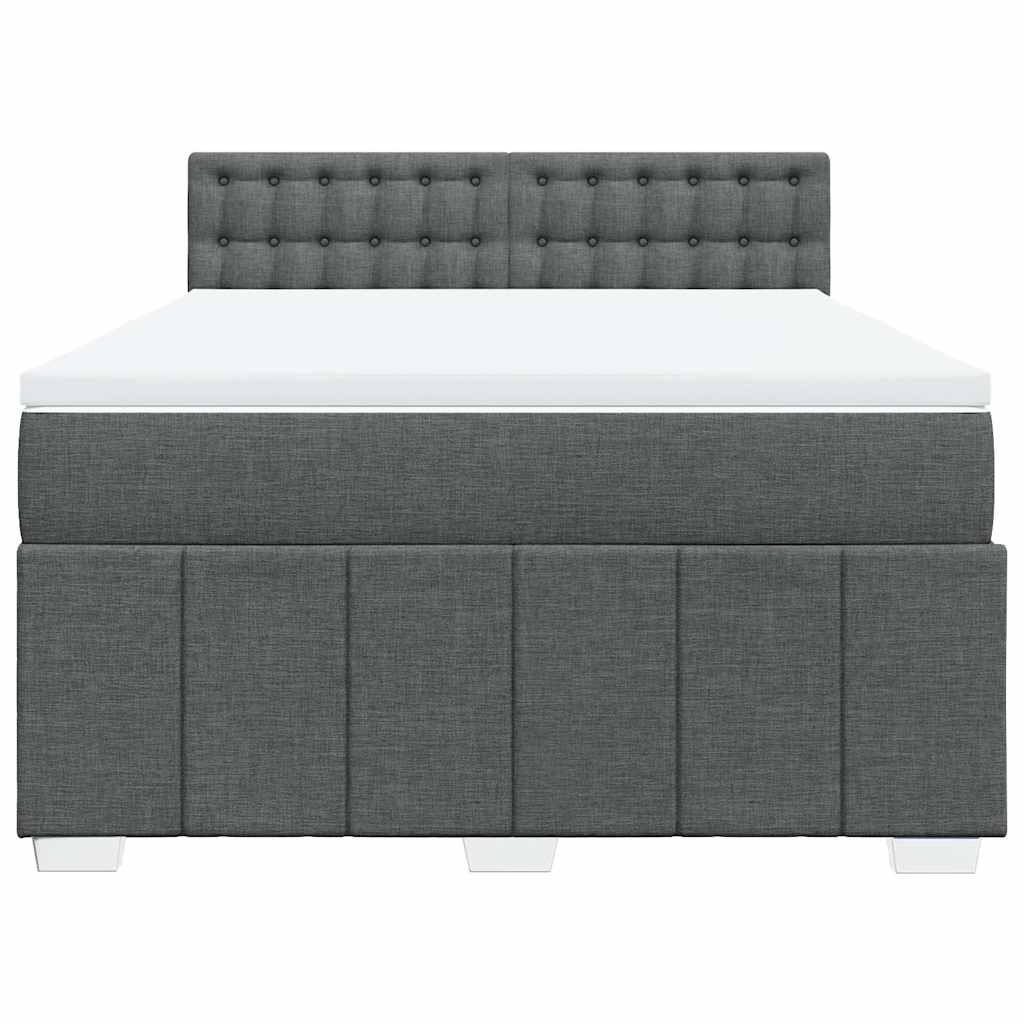 Κρεβάτι Boxspring με Στρώμα Σκούρο Γκρι 140x190 εκ. Υφασμάτινο - Pakobazaar
