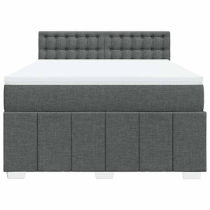 Κρεβάτι Boxspring με Στρώμα Σκούρο Γκρι 140x190 εκ. Υφασμάτινο - Pakobazaar