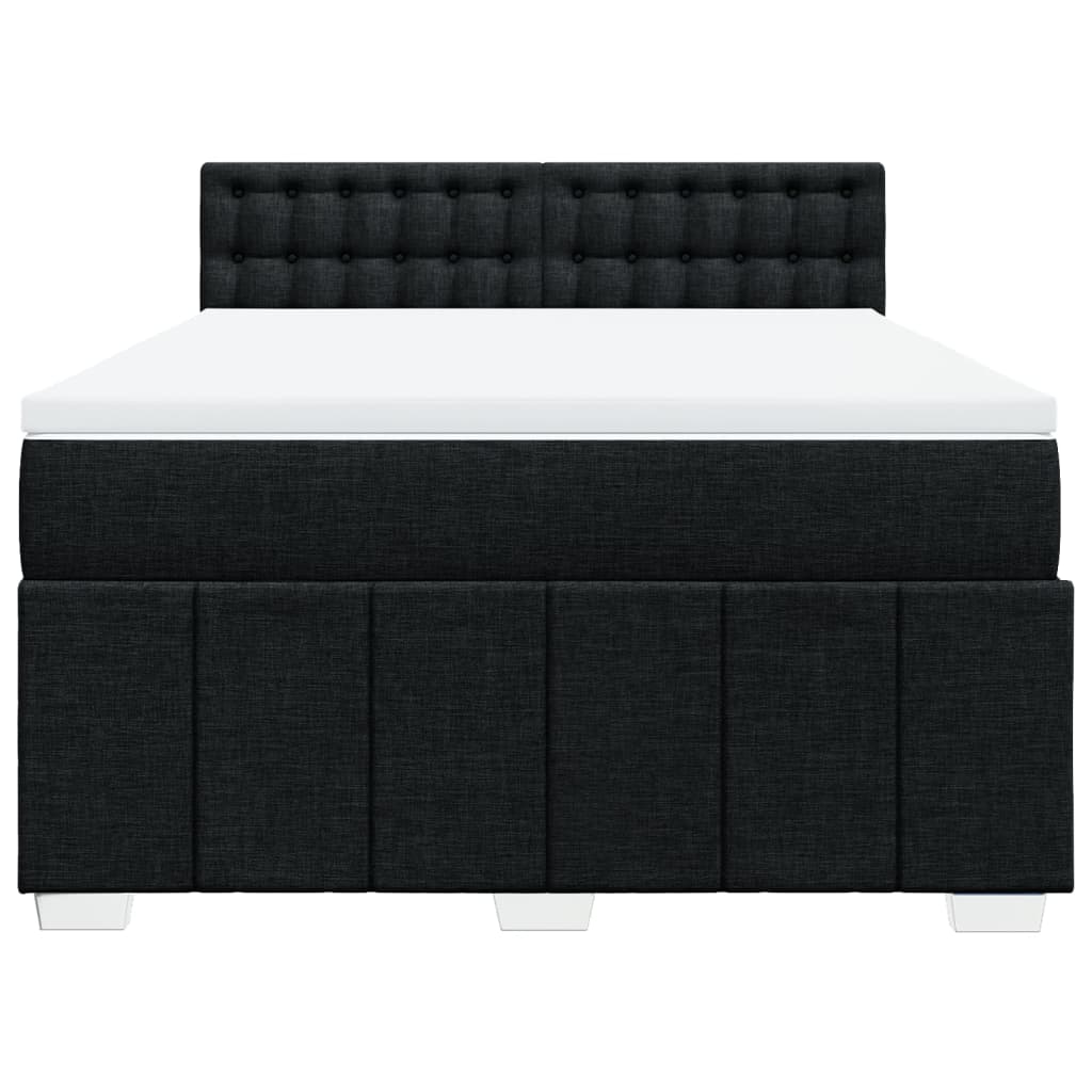 Κρεβάτι Boxspring με Στρώμα Μαύρο 140x190 εκ. Υφασμάτινο - Pakobazaar