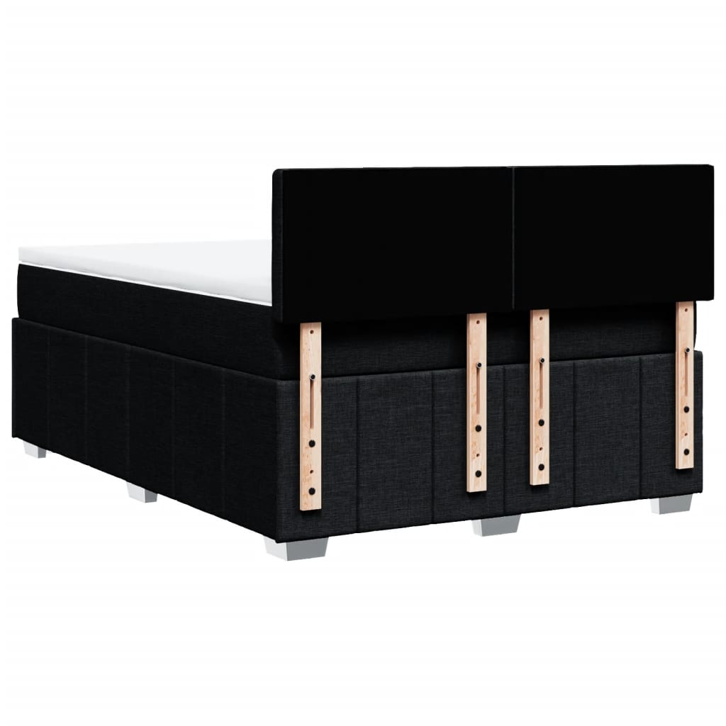 Κρεβάτι Boxspring με Στρώμα Μαύρο 140x190 εκ. Υφασμάτινο - Pakobazaar