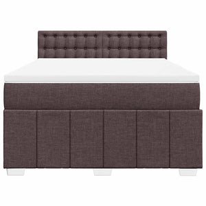 Κρεβάτι Boxspring με Στρώμα Σκούρο Καφέ 140x190 εκ. Υφασμάτινο - Pakobazaar
