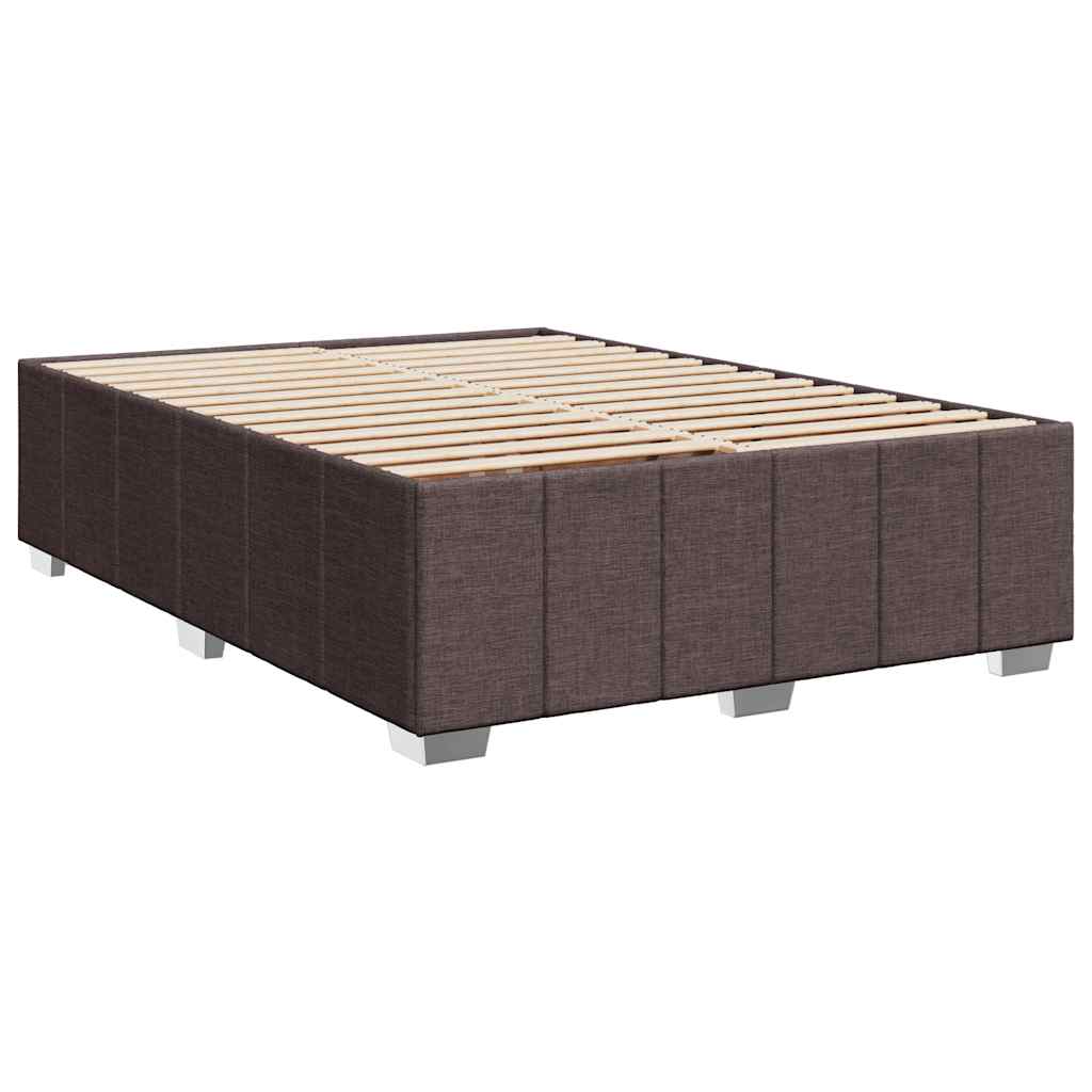 Κρεβάτι Boxspring με Στρώμα Σκούρο Καφέ 140x190 εκ. Υφασμάτινο - Pakobazaar