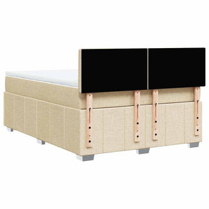 Κρεβάτι Boxspring με Στρώμα Κρεμ 140x190 εκ. Υφασμάτινο - Pakobazaar