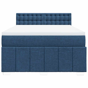 Κρεβάτι Boxspring με Στρώμα Μπλε 140x190 εκ. Υφασμάτινο