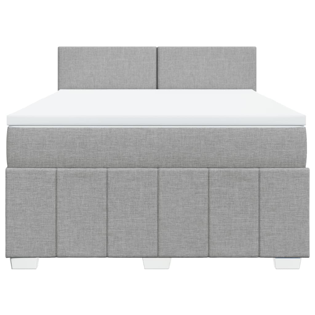 Κρεβάτι Boxspring με Στρώμα Ανοιχτό Γκρι 140x200 εκ. Υφασμάτινο