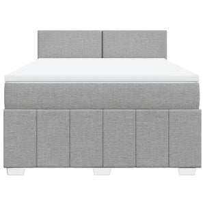 Κρεβάτι Boxspring με Στρώμα Ανοιχτό Γκρι 140x200 εκ. Υφασμάτινο