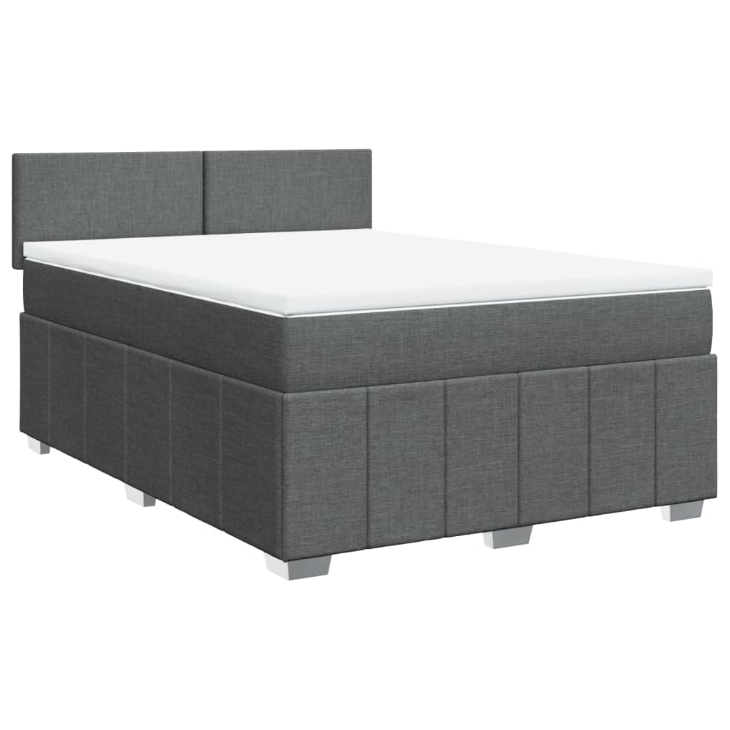 Κρεβάτι Boxspring με Στρώμα Σκούρο Γκρι 140x200 εκ Υφασμάτινο - Pakobazaar