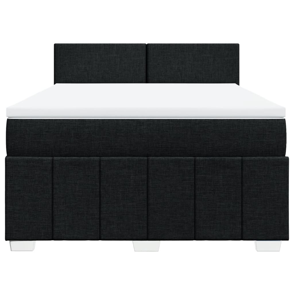 Κρεβάτι Boxspring με Στρώμα Μαύρο 140x200 εκ. Υφασμάτινο - Pakobazaar
