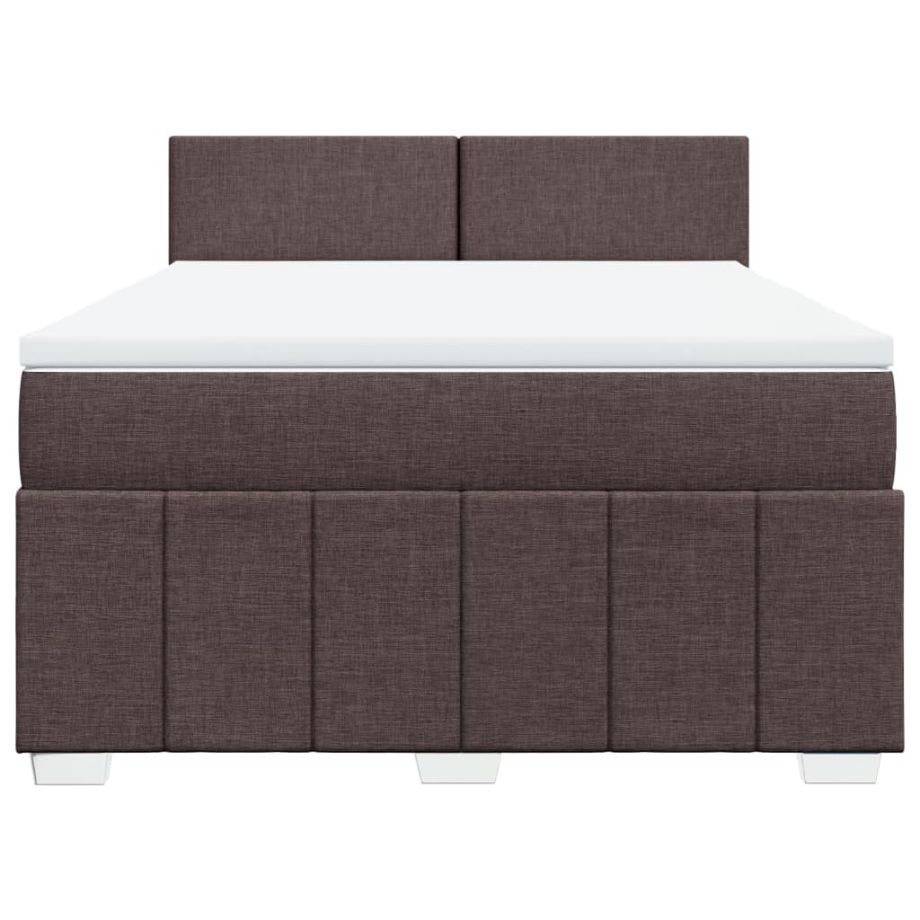 Κρεβάτι Boxspring με Στρώμα Σκούρο Καφέ 140x200 εκ Υφασμάτινο