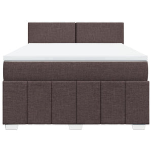 Κρεβάτι Boxspring με Στρώμα Σκούρο Καφέ 140x200 εκ Υφασμάτινο