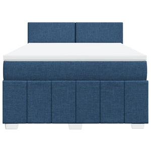 Κρεβάτι Boxspring με Στρώμα Μπλε 140x200 εκ. Υφασμάτινο