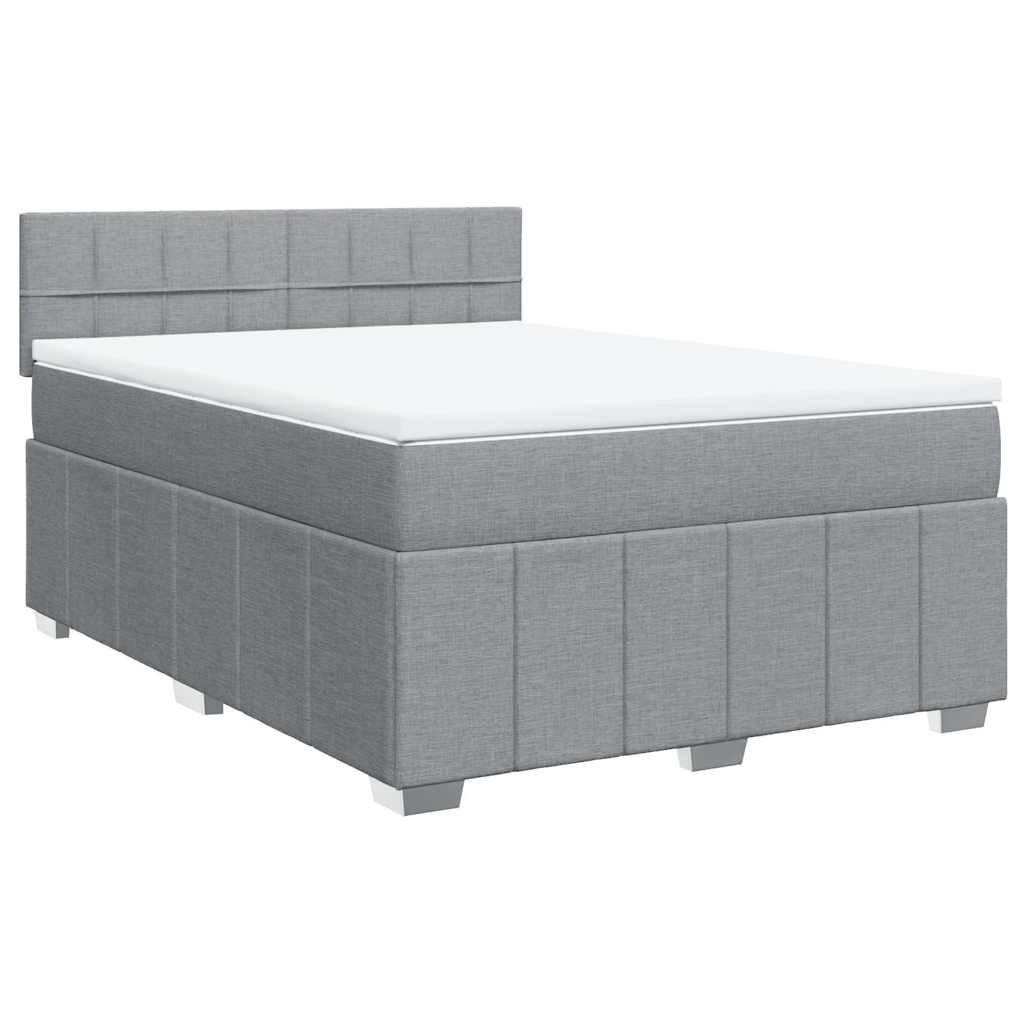 Κρεβάτι Boxspring με Στρώμα Ανοιχτό Γκρι 140x200 εκ. Υφασμάτινο - Pakobazaar