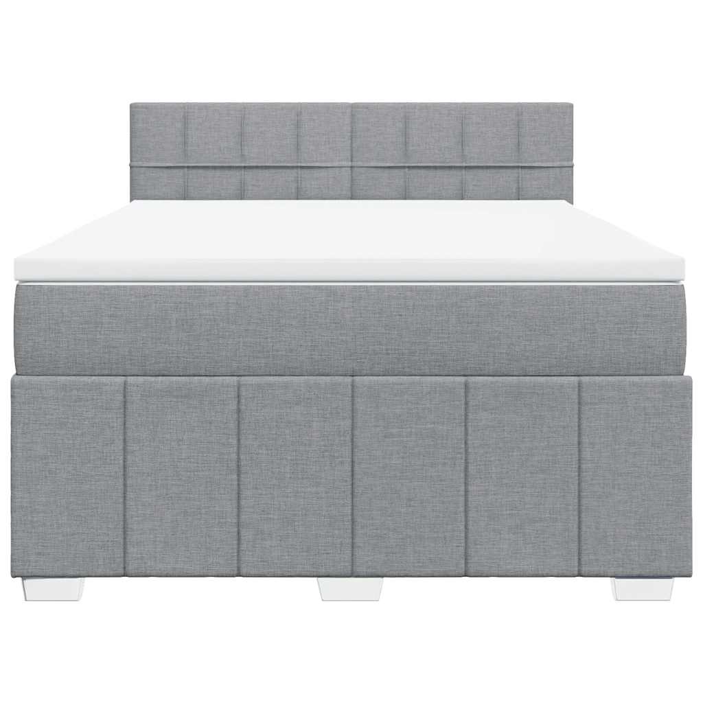 Κρεβάτι Boxspring με Στρώμα Ανοιχτό Γκρι 140x200 εκ. Υφασμάτινο - Pakobazaar