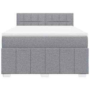 Κρεβάτι Boxspring με Στρώμα Ανοιχτό Γκρι 140x200 εκ. Υφασμάτινο - Pakobazaar