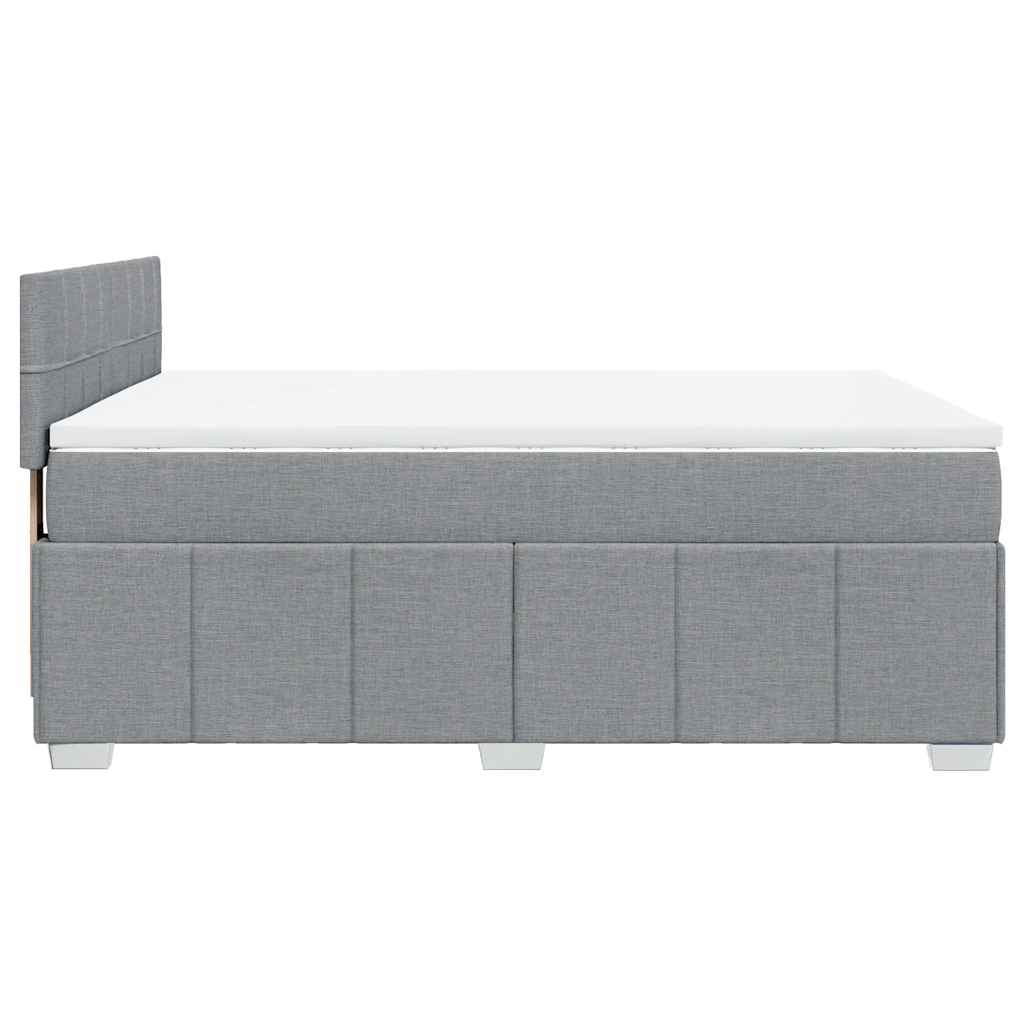 Κρεβάτι Boxspring με Στρώμα Ανοιχτό Γκρι 140x200 εκ. Υφασμάτινο - Pakobazaar