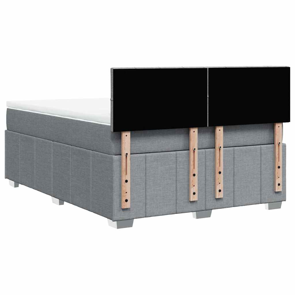 Κρεβάτι Boxspring με Στρώμα Ανοιχτό Γκρι 140x200 εκ. Υφασμάτινο - Pakobazaar