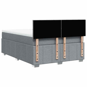 Κρεβάτι Boxspring με Στρώμα Ανοιχτό Γκρι 140x200 εκ. Υφασμάτινο - Pakobazaar