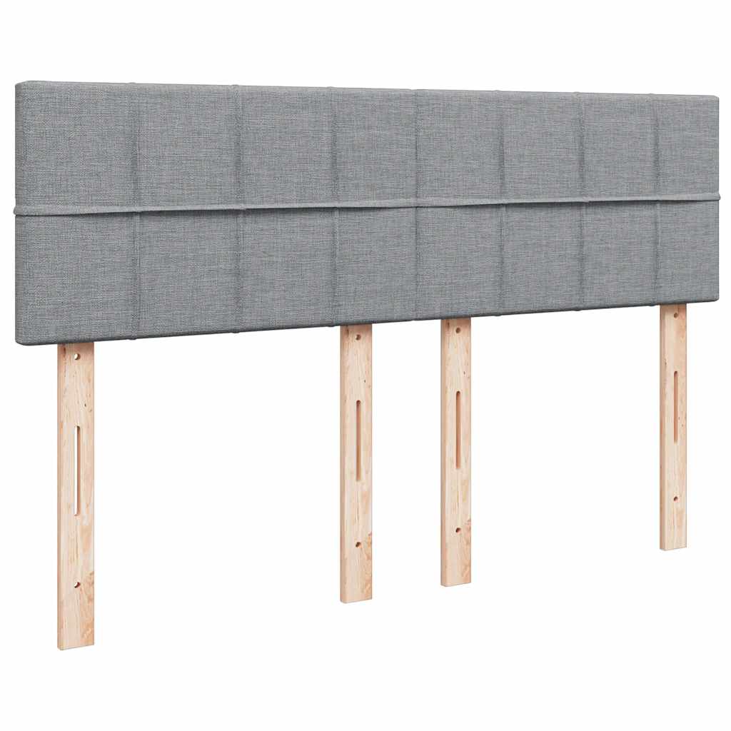 Κρεβάτι Boxspring με Στρώμα Ανοιχτό Γκρι 140x200 εκ. Υφασμάτινο - Pakobazaar