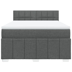 Κρεβάτι Boxspring με Στρώμα Σκούρο Γκρι 140x200 εκ Υφασμάτινο - Pakobazaar