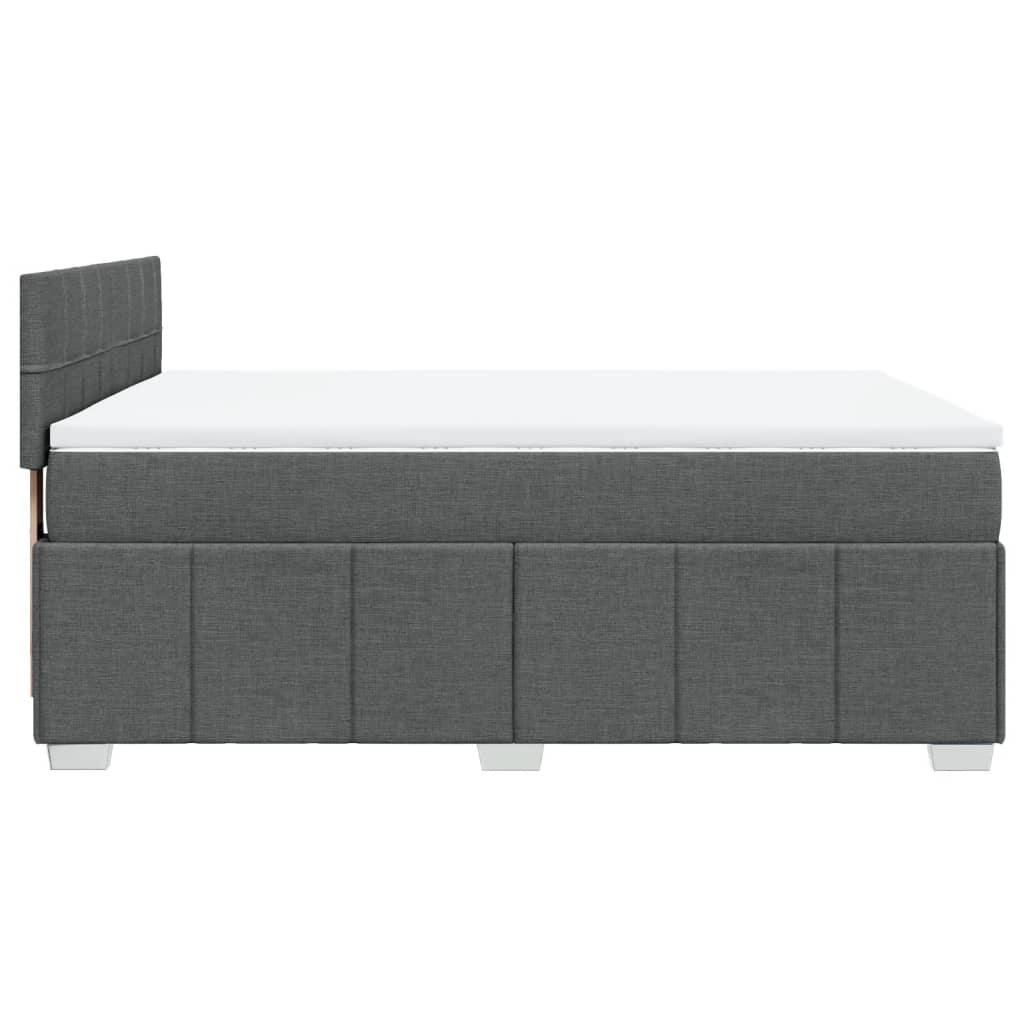 Κρεβάτι Boxspring με Στρώμα Σκούρο Γκρι 140x200 εκ Υφασμάτινο - Pakobazaar