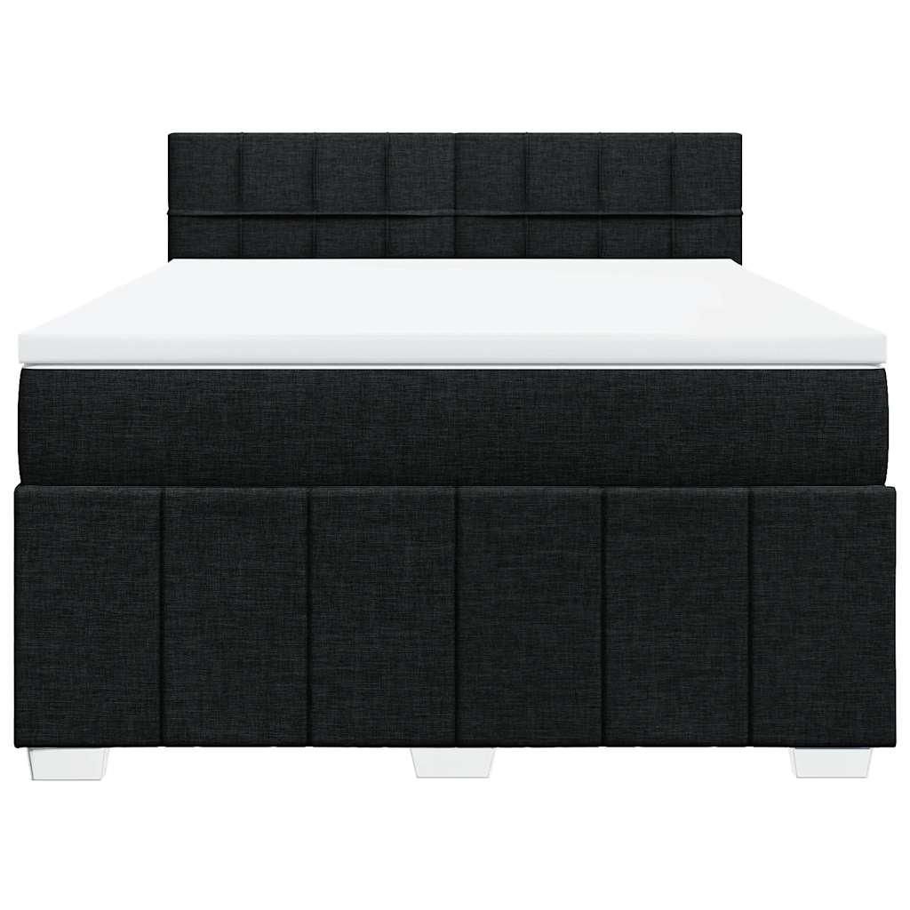 Κρεβάτι Boxspring με Στρώμα Μαύρο 140x200 εκ. Υφασμάτινο - Pakobazaar
