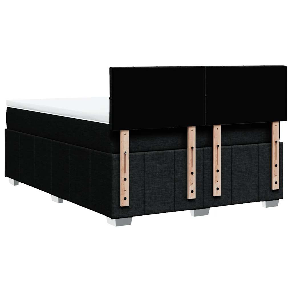 Κρεβάτι Boxspring με Στρώμα Μαύρο 140x200 εκ. Υφασμάτινο - Pakobazaar