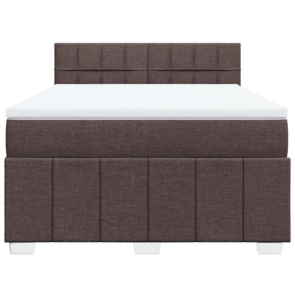 Κρεβάτι Boxspring με Στρώμα Σκούρο Καφέ 140x200 εκ Υφασμάτινο