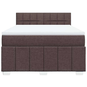 Κρεβάτι Boxspring με Στρώμα Σκούρο Καφέ 140x200 εκ Υφασμάτινο