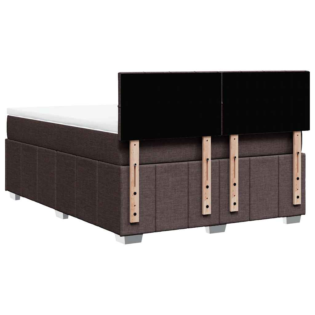 Κρεβάτι Boxspring με Στρώμα Σκούρο Καφέ 140x200 εκ Υφασμάτινο