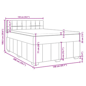 Κρεβάτι Boxspring με Στρώμα Taupe 140x200 εκ. Υφασμάτινο - Pakobazaar