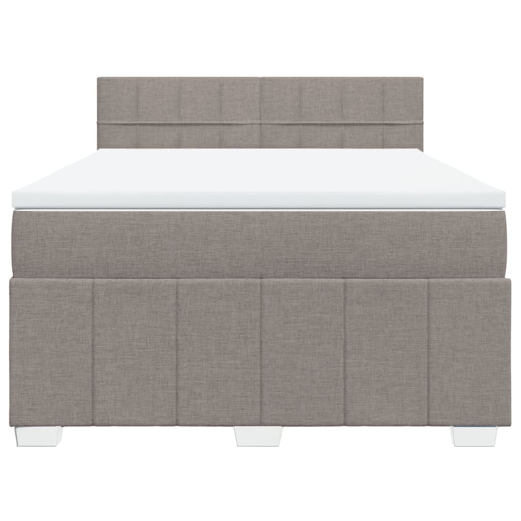 Κρεβάτι Boxspring με Στρώμα Taupe 140x200 εκ. Υφασμάτινο - Pakobazaar