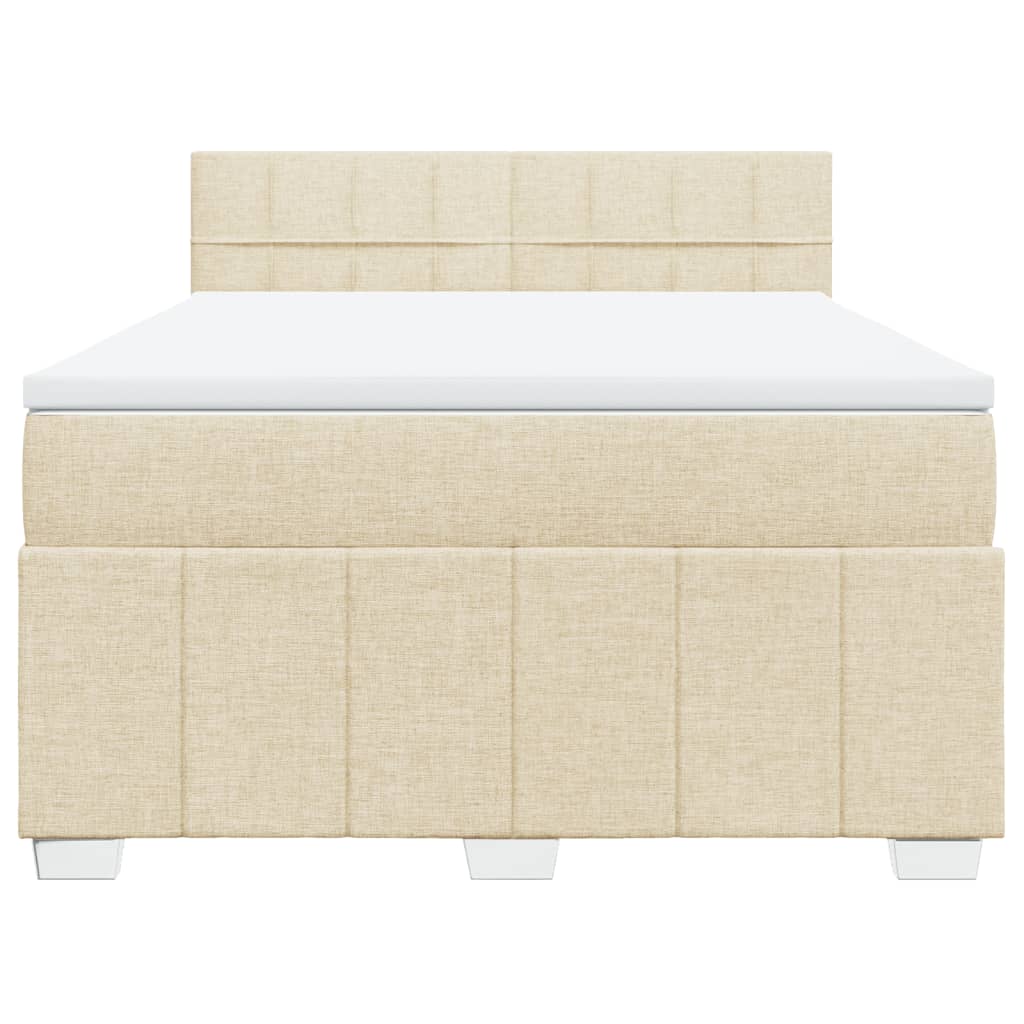 Κρεβάτι Boxspring με Στρώμα Κρεμ 140x200 εκ. Υφασμάτινο - Pakobazaar