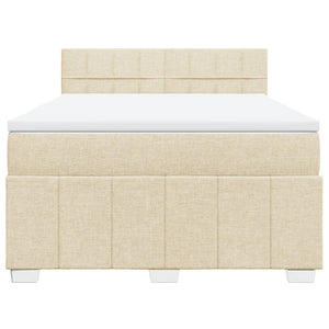 Κρεβάτι Boxspring με Στρώμα Κρεμ 140x200 εκ. Υφασμάτινο - Pakobazaar