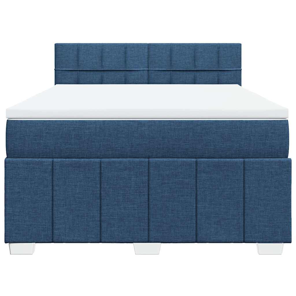 Κρεβάτι Boxspring με Στρώμα Μπλε 140x200 εκ. Υφασμάτινο