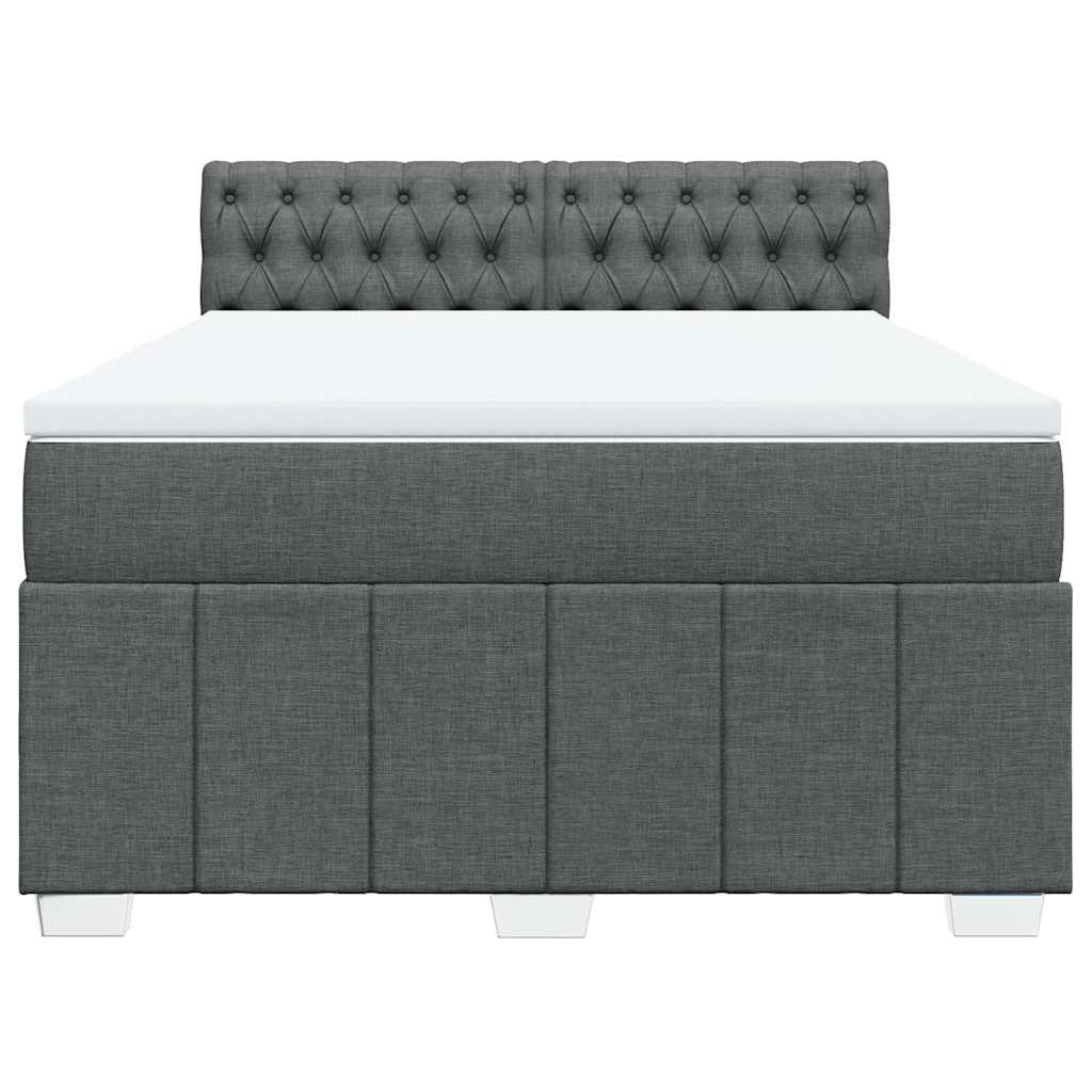 Κρεβάτι Boxspring με Στρώμα Σκούρο Γκρι 140x200 εκ Υφασμάτινο - Pakobazaar