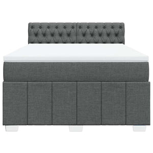 Κρεβάτι Boxspring με Στρώμα Σκούρο Γκρι 140x200 εκ Υφασμάτινο - Pakobazaar