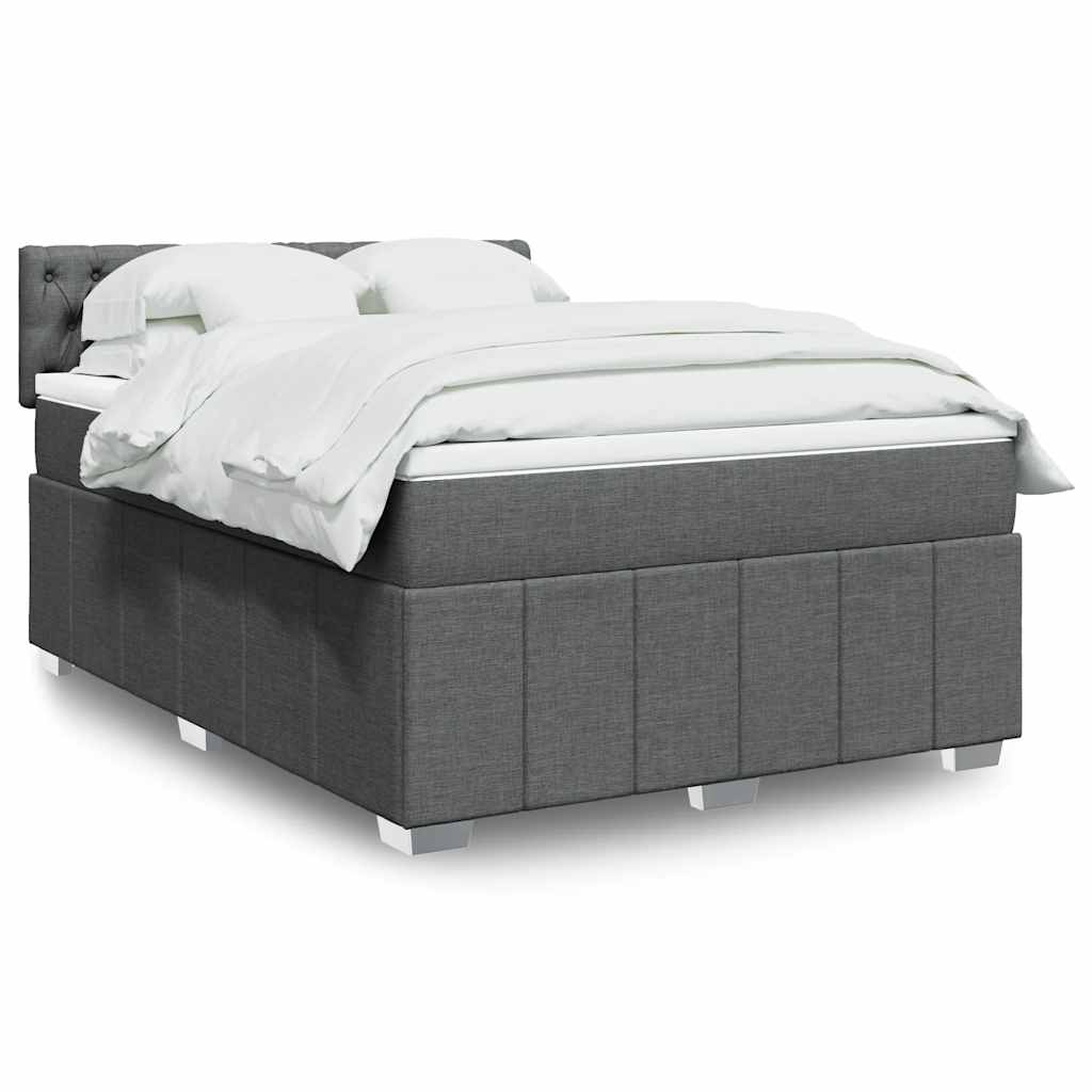 Κρεβάτι Boxspring με Στρώμα Σκούρο Γκρι 140x200 εκ Υφασμάτινο - Pakobazaar