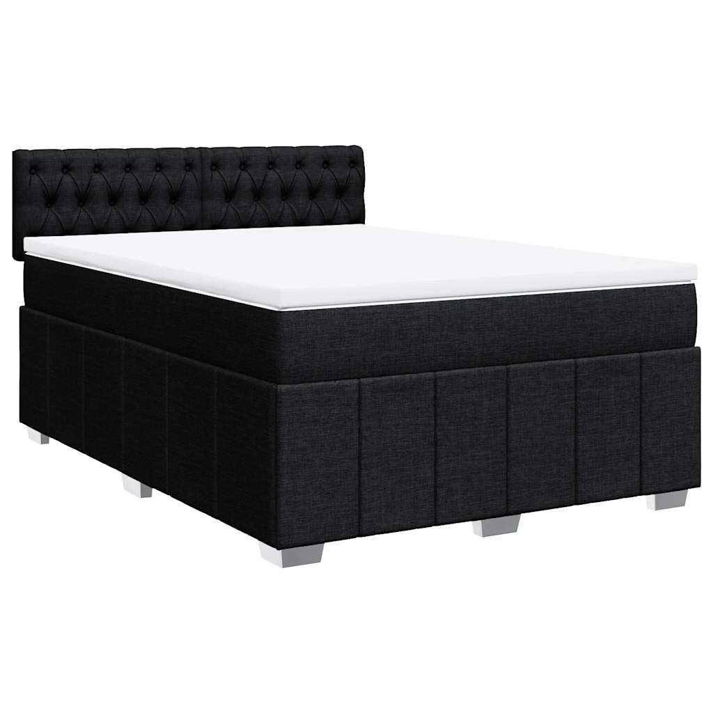 Κρεβάτι Boxspring με Στρώμα Μαύρο 140x200 εκ. Υφασμάτινο - Pakobazaar