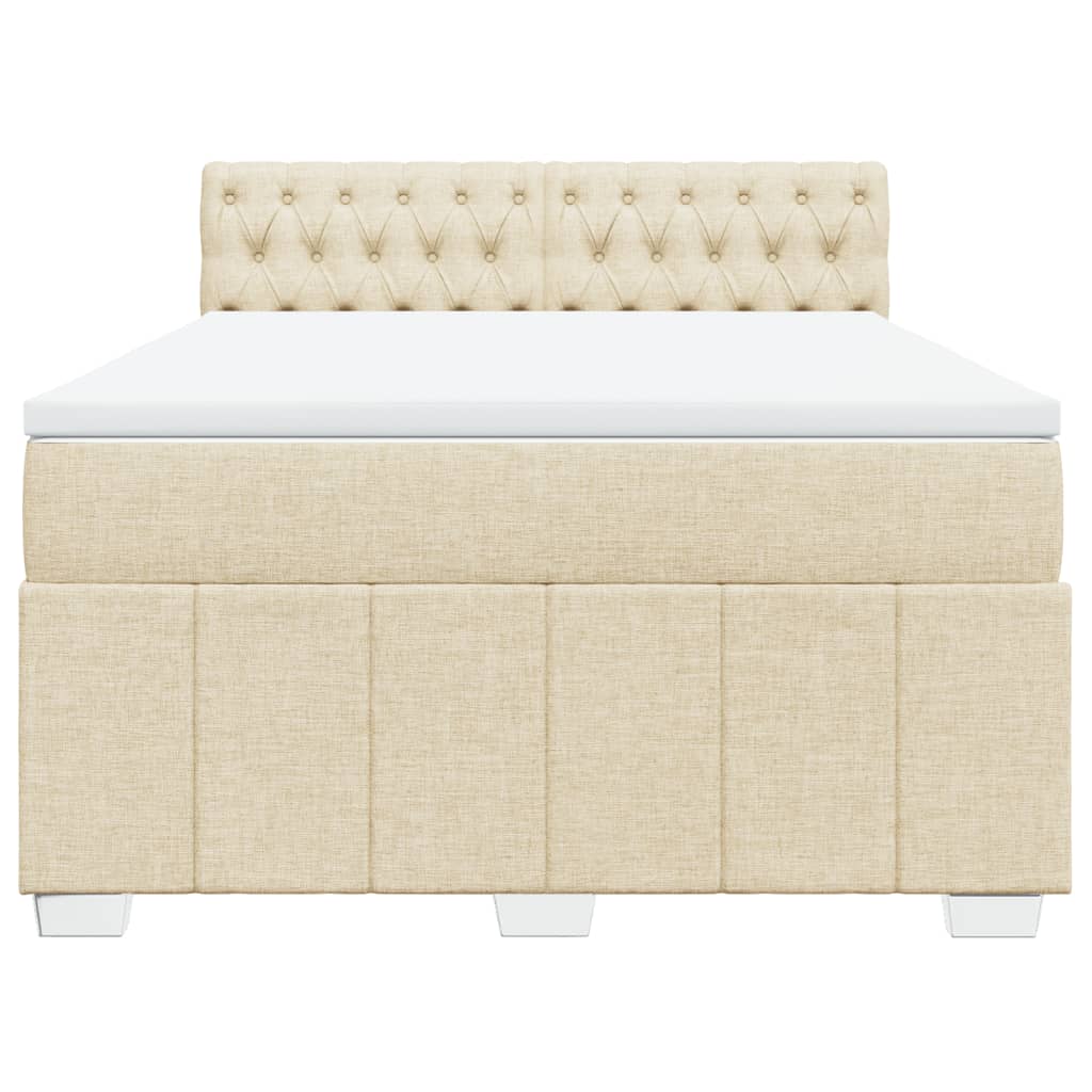 Κρεβάτι Boxspring με Στρώμα Κρεμ 140x200 εκ. Υφασμάτινο